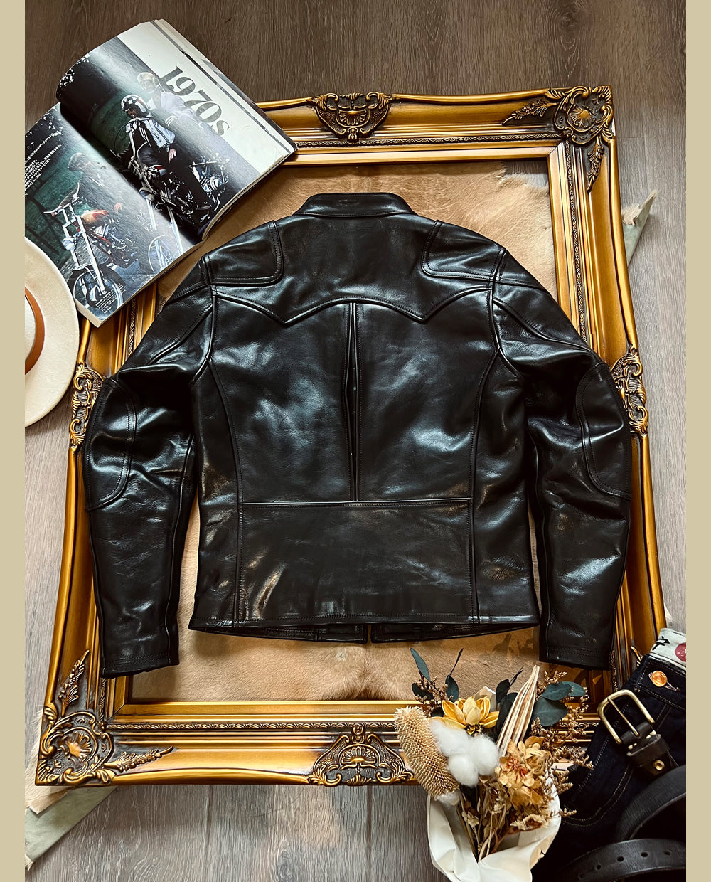 ▲茶芯ホースハイドレザー シングルライダース ジャケット▼S~4XL