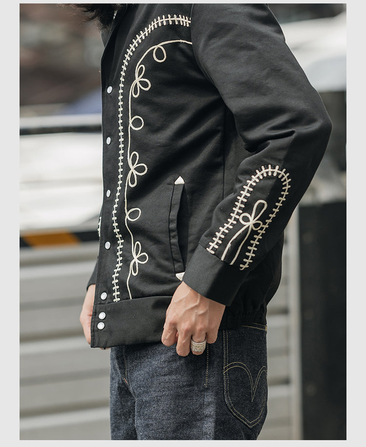 刺繍装飾◇ヴィンテージ50s復刻 コットン×レーヨン ウエスタンシャツ◇裏地付き