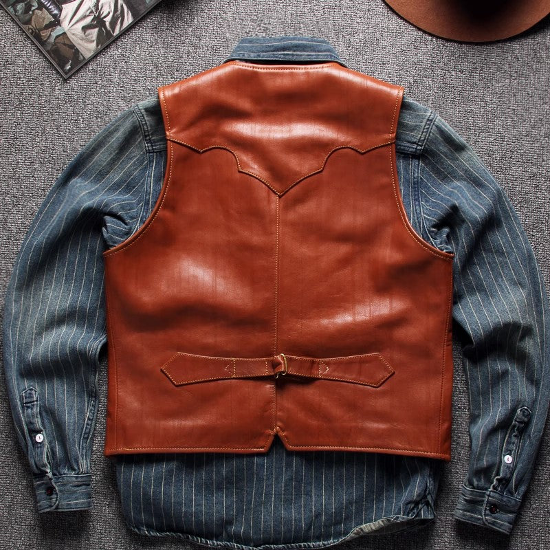 4種の表情★レザーウエスタン ベスト★M~6XL