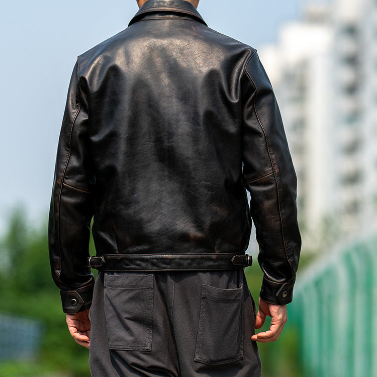 ◇ドイツ空軍復刻 エーリヒ・ハルトマン モデル 茶芯ホースハイドレザージャケット◇M~3XL