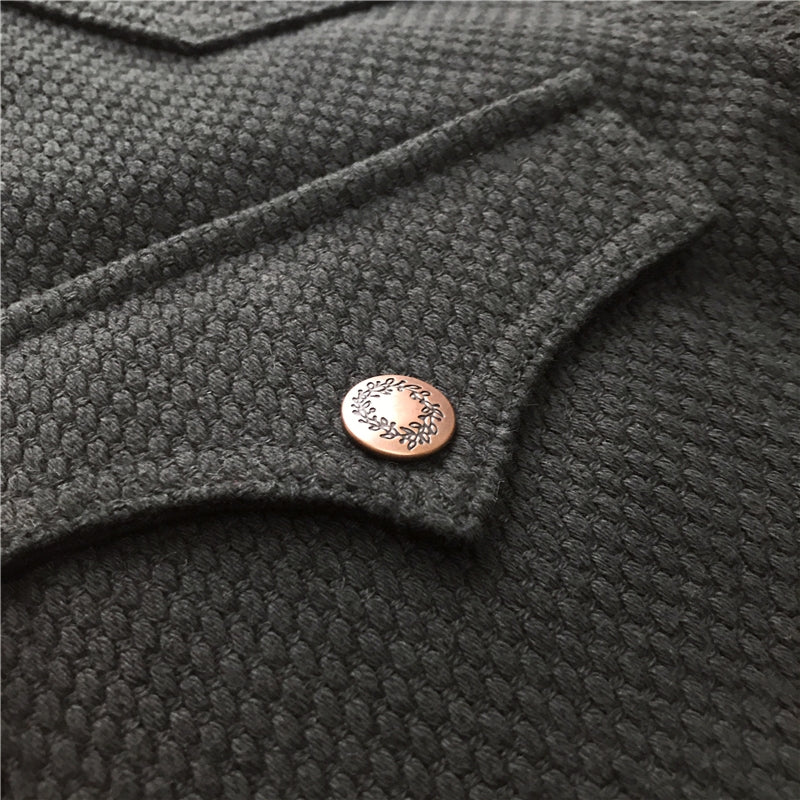 ◆ヴィンテージ風 刺し子 剣道着 風合いあるテクスチャーのコットン 14オンス 厚手メンズ シャツ◆M~3XL