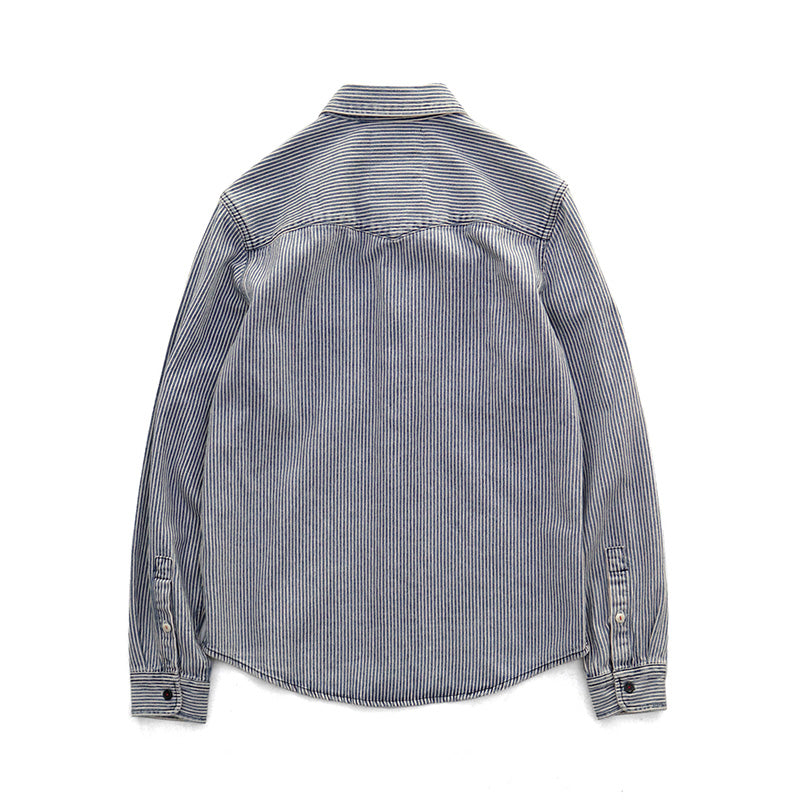 △コットン 長袖 ストライプボタンダウンシャツ▽S~2XL