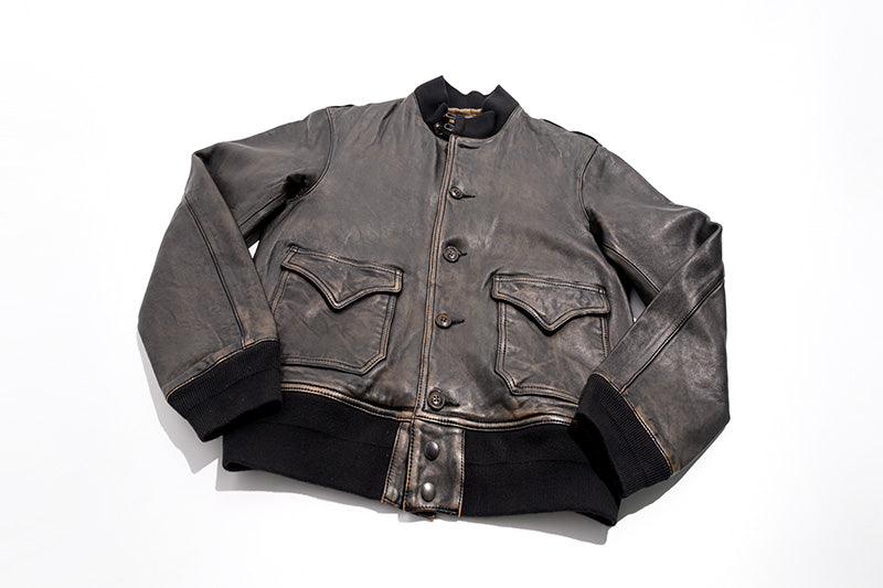 絶妙なヴィンテージ加工◇植物タンニン鞣し シープレザー使用 A-1 フライトジャケット◇M~2XL