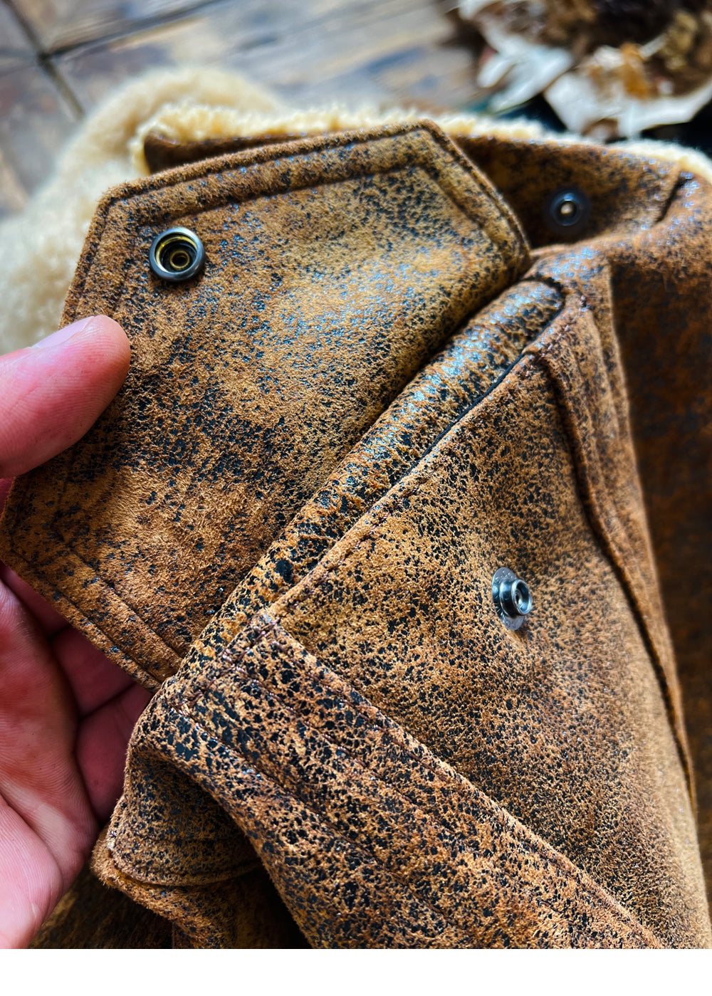 完璧なヴィンテージ加工★507型クラック加工ムートンジャケット★S~4XL