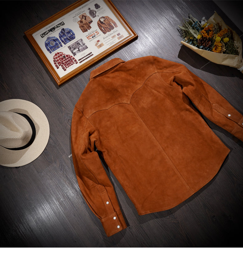 ★シープレザー スウェード ウエスタンシャツ★S~4XL