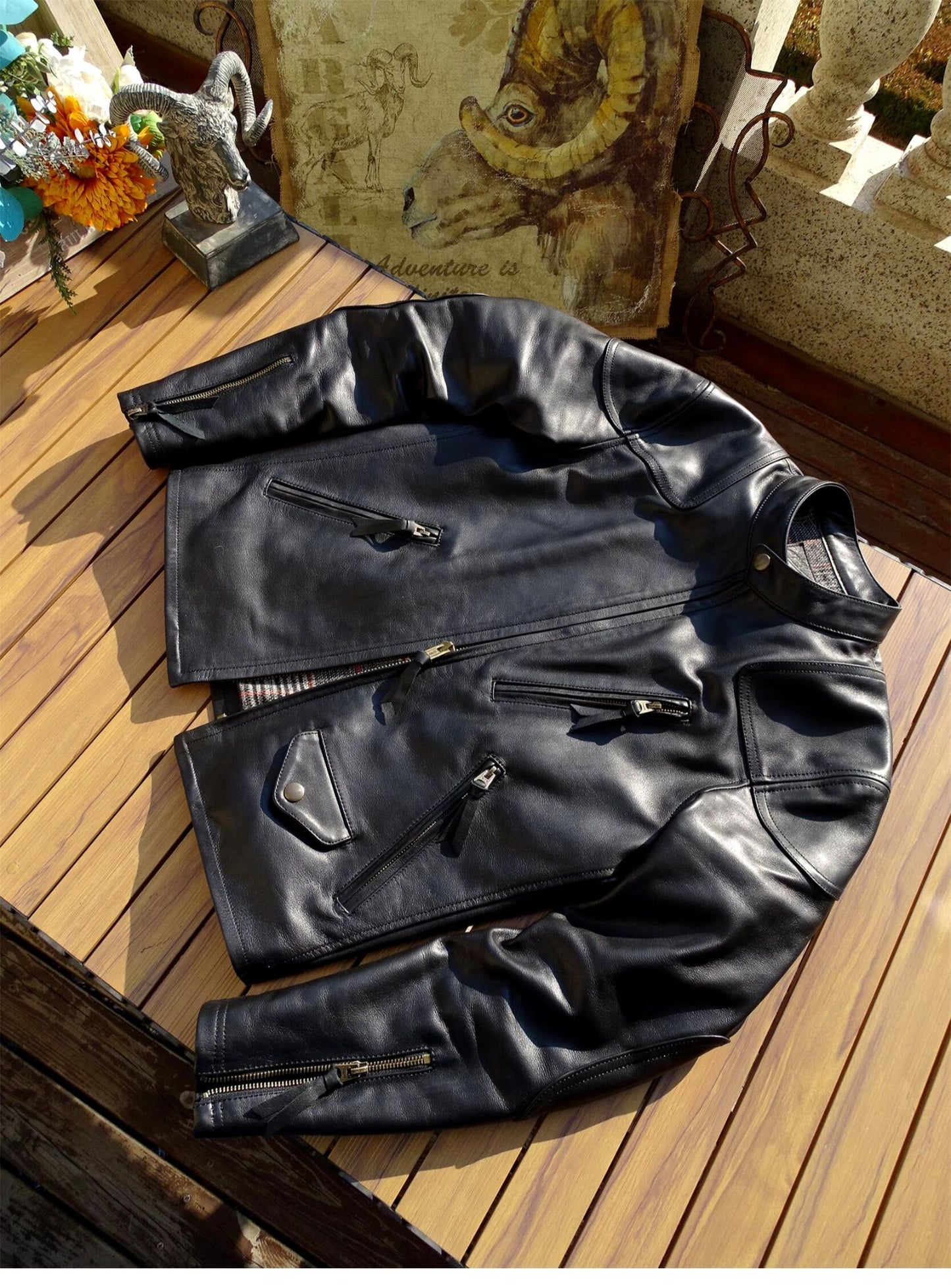 昨シーズン物売り切りセール★イタリア産カウレザー使用 シングルライダースジャケット ★S~5XL