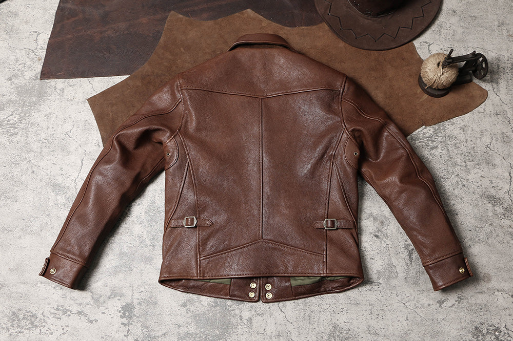 ★VINTAGE復刻デザイン ゴートレザーショールカラー コサックジャケット★XS~3XL