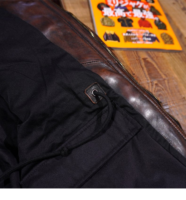 ヴィンテージ加工 ホースハイドレザー ハンティングジャケット M~4XL