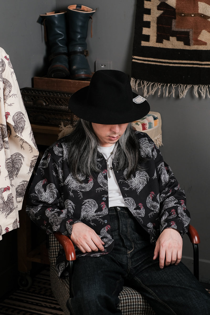2色展開◆鶏柄がクール◆ヴィンテージ復刻 色気のある テンセル×コットン柄シャツ◆S~XL