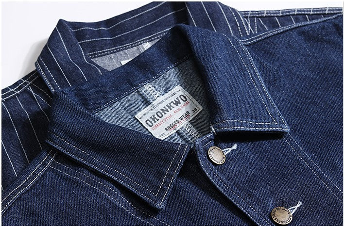 ゆったりシルエットが気分★ヴィンテージ復刻コットンデニムカバーオールジャケット★S~2XL