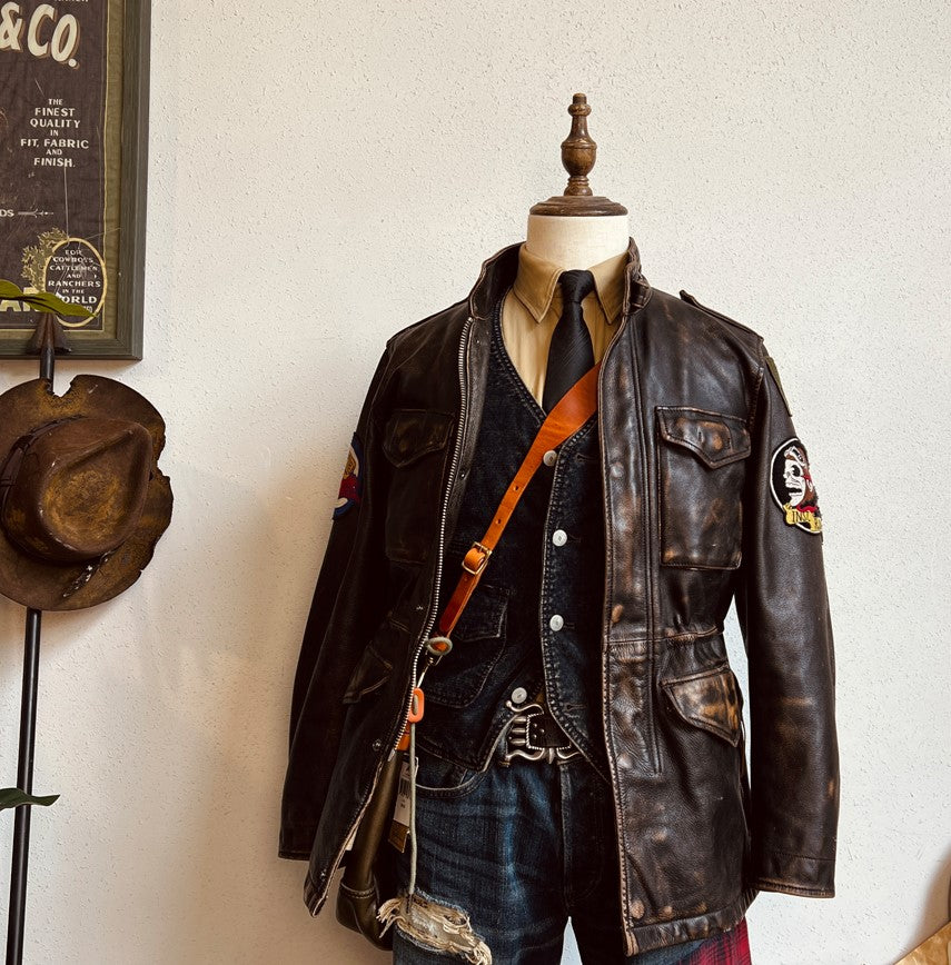 ▲抜群のヴィンテージ加工 カウレザー M-65 ジャケット▼S~3XL