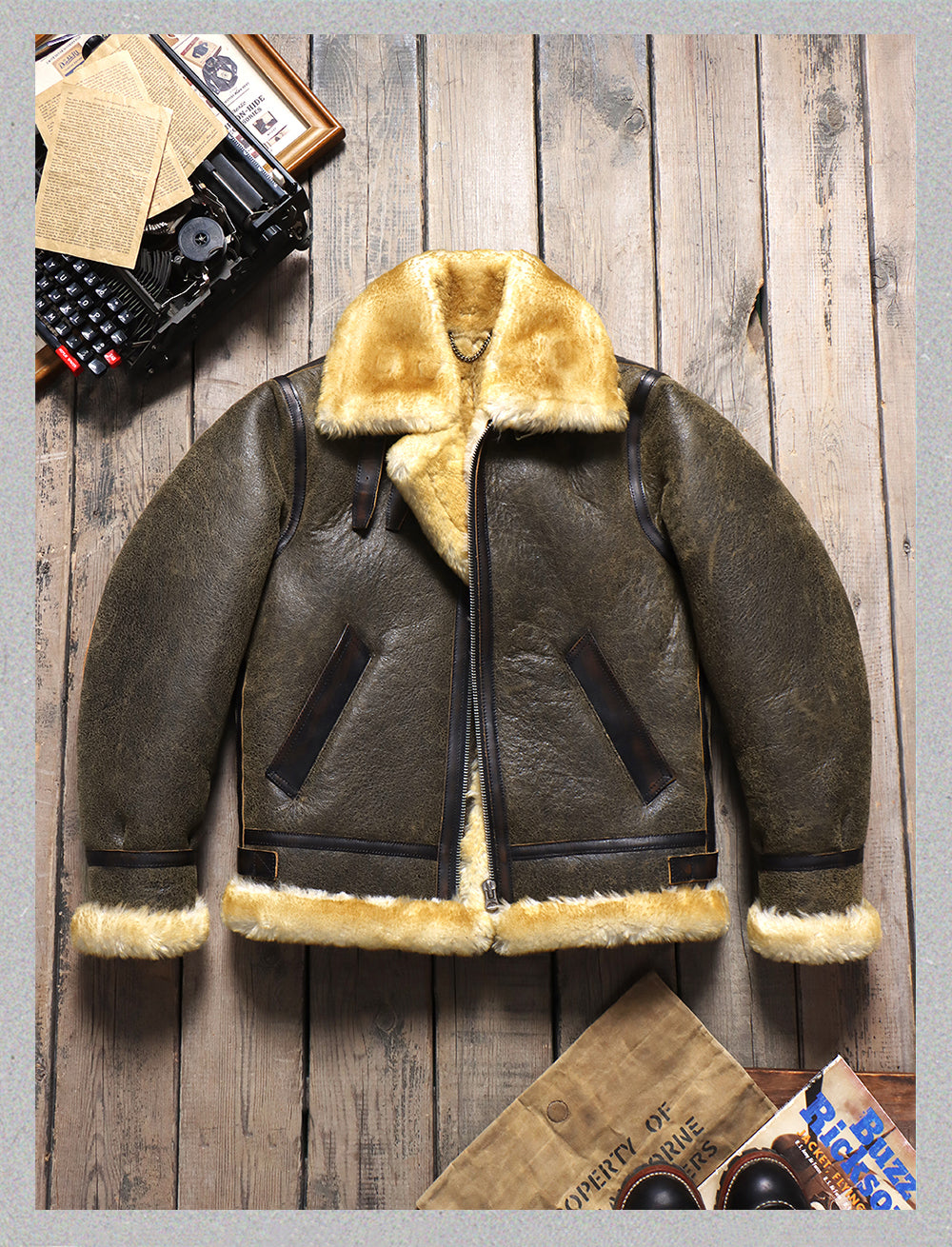 昨シーズン売り切りSALE◇ムートン B-3フライトジャケット◇M~4XL