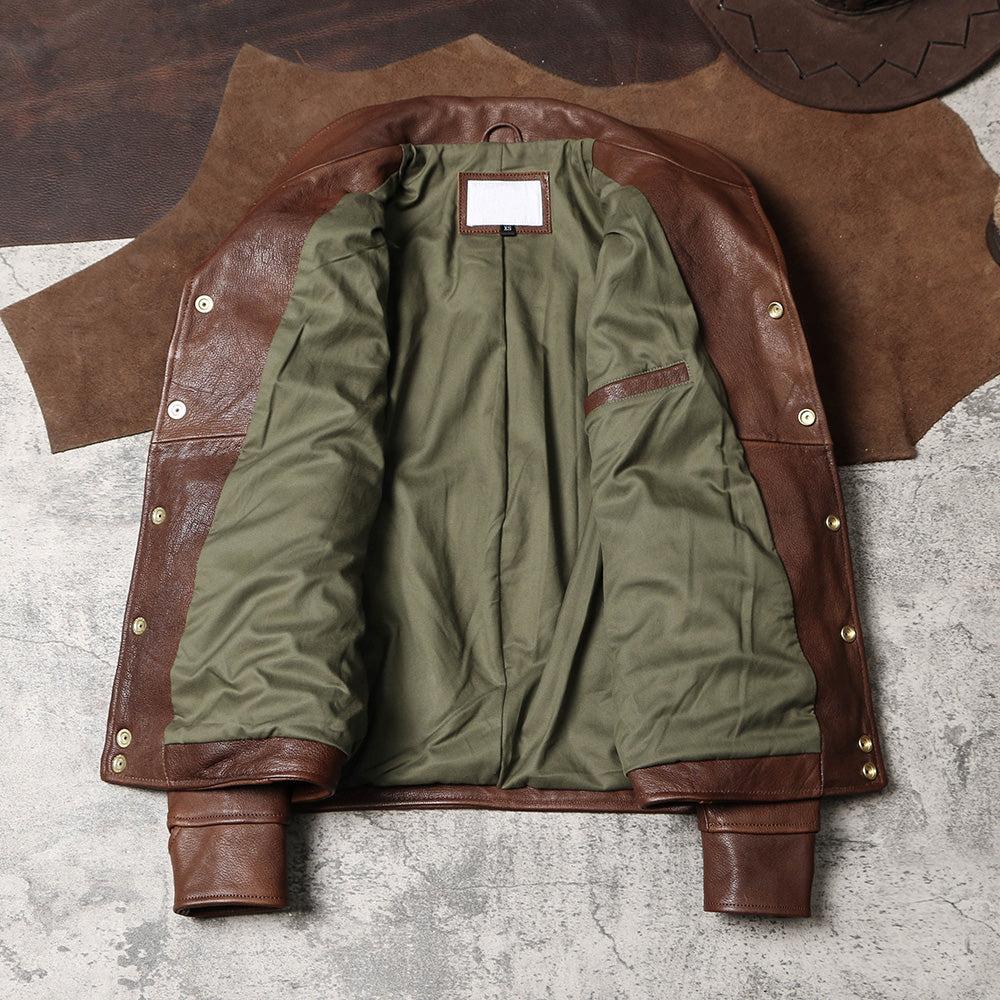 ★VINTAGE復刻デザイン ゴートレザーショールカラー コサックジャケット★XS~3XL
