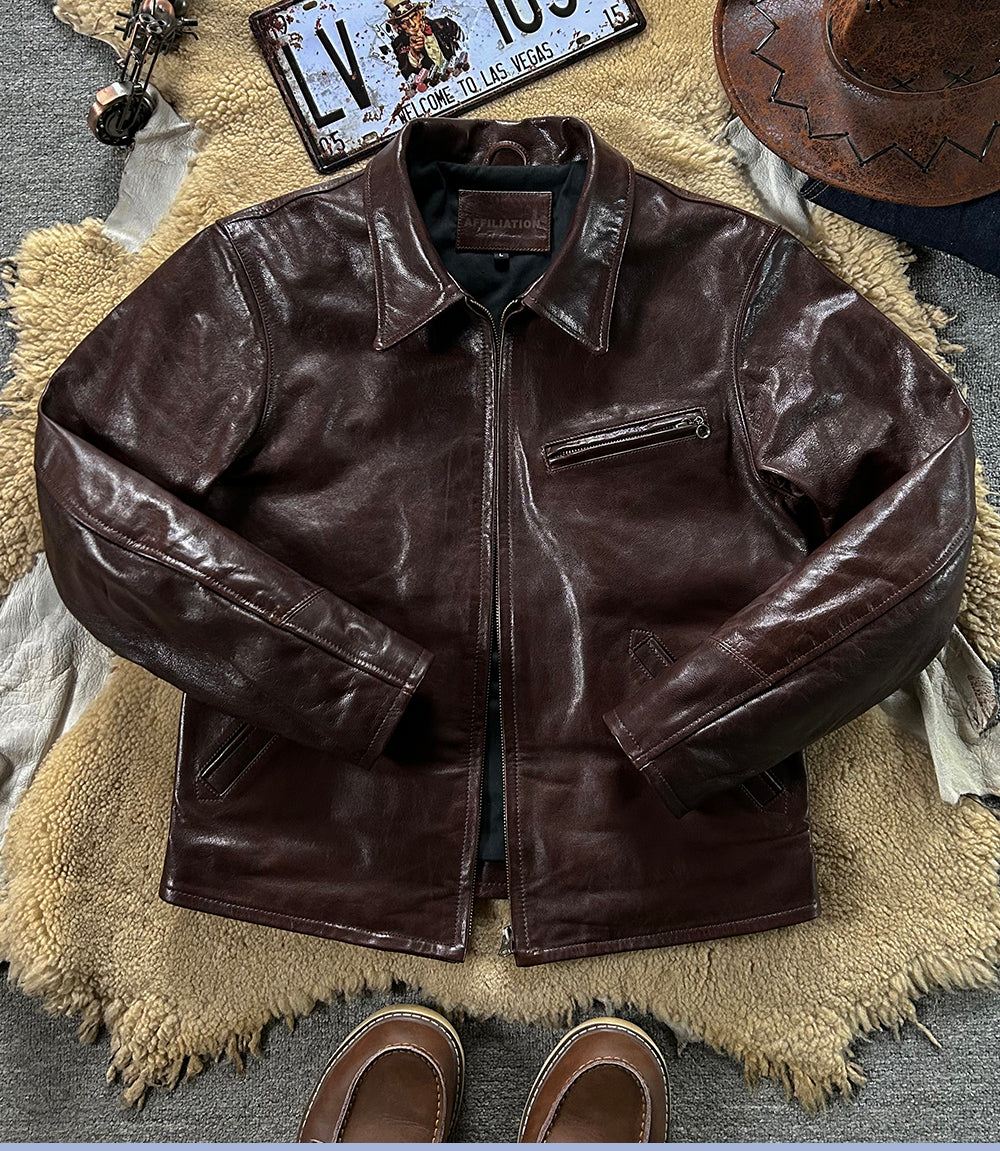 30’s ヴィンテージ復刻 オイルゴートレザージャケット M~4XL