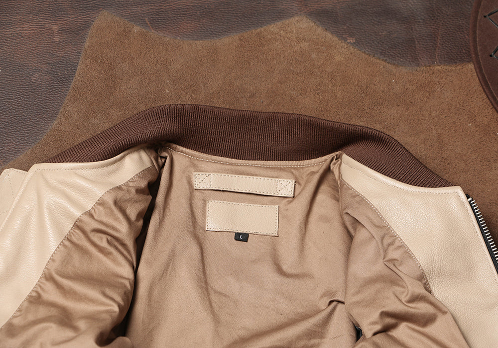 カウレザー MA-1 フライトジャケット クリーム M~4XL