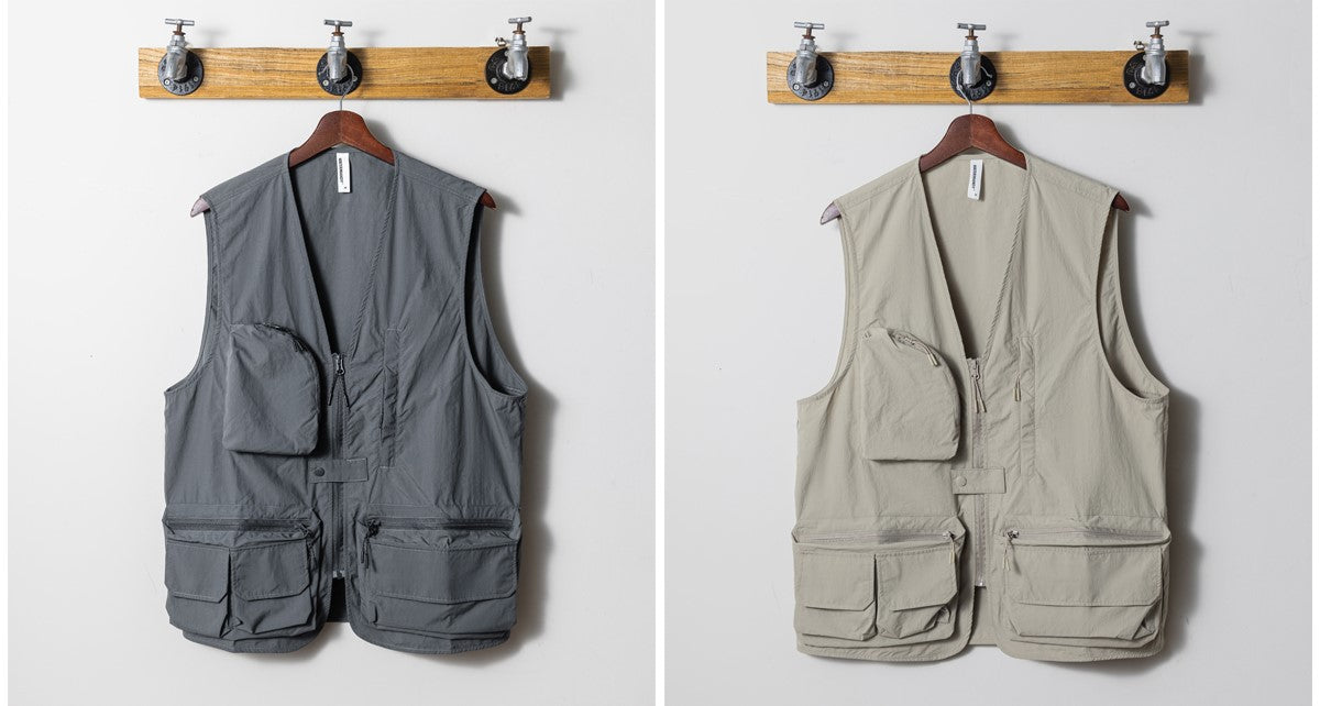 3色展開◆撥水性ありでアウトドアにも◆リップストック生地使用 タクティカルベスト◆M~3X