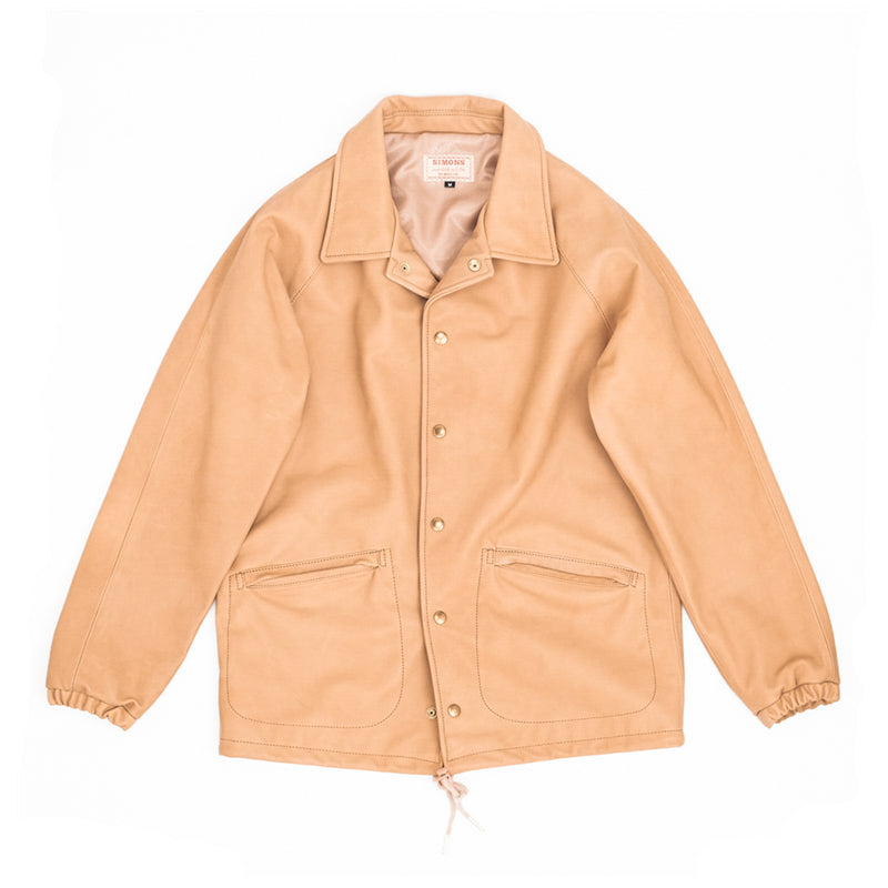 植物タンニン鞣しカーフハイドレザー使用★レザーコーチジャケット★S~2XL