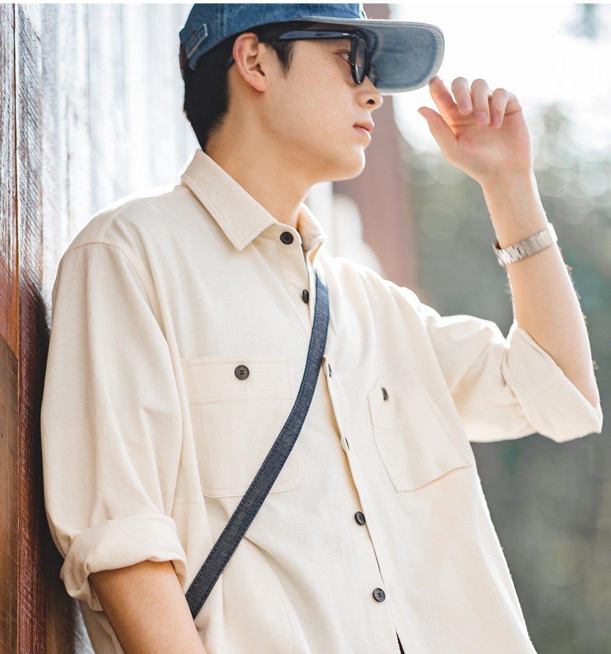 薄手ピケ地が絶妙の落ち感★程よいゆったり感★ガチャポケ&サイドポケット ワークシャツ★S~2XL