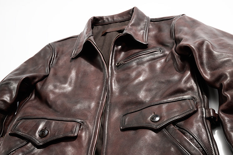 2色展開◇1930's VINTAGE復刻デザイン 植物タンニンなめし カウレザー シングルライダースジャケット◇M~3XL
