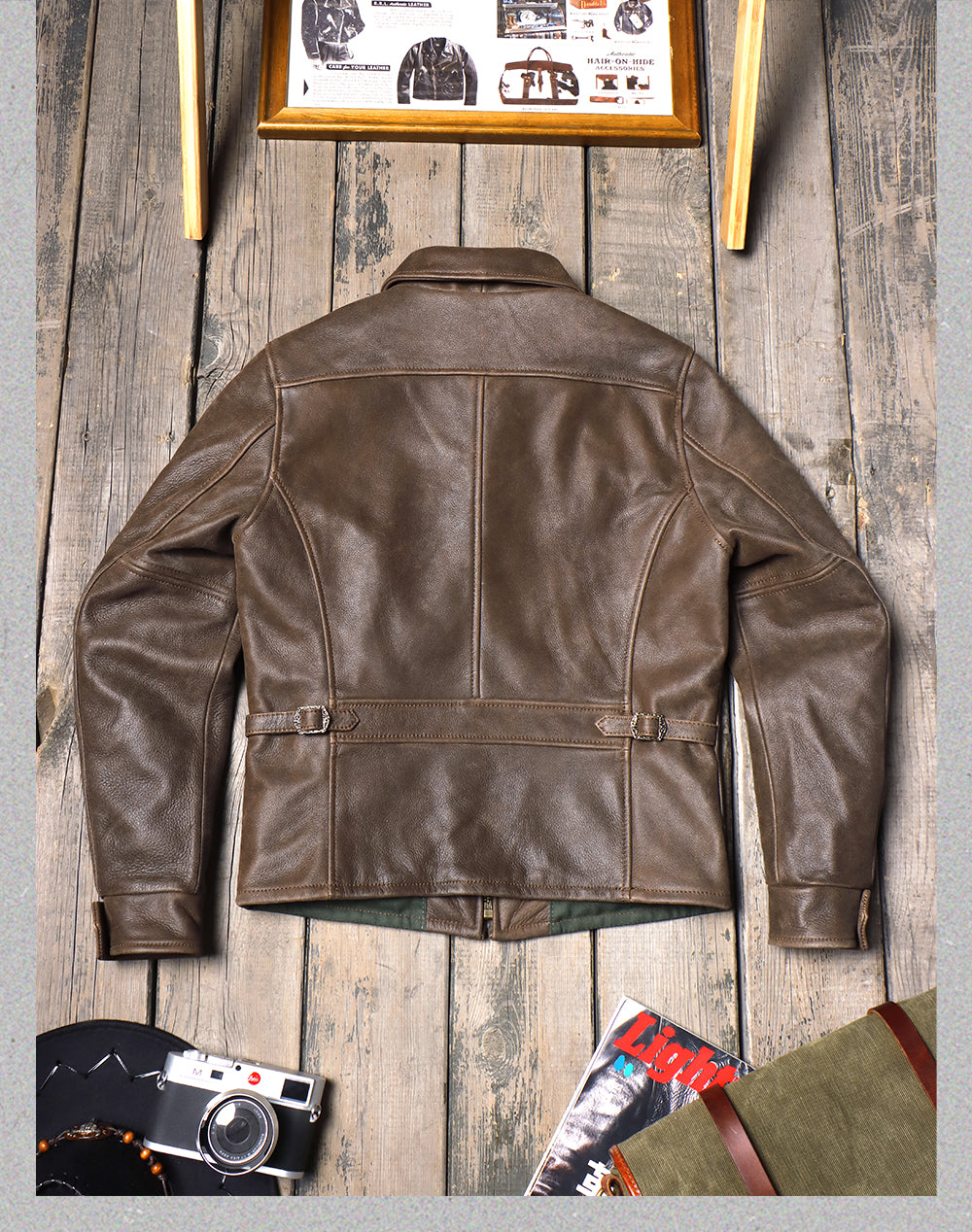 カウレザー ヴィンテージ加工 シングルライダース ジャケット S~5XL