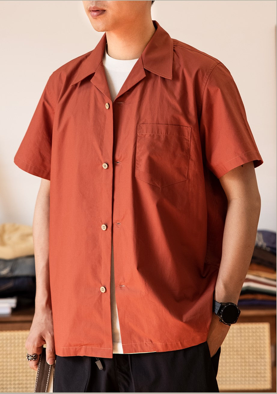2色展開★メンズ オーガニックコットンプリン使用★オープンカラー シャツS~3XL