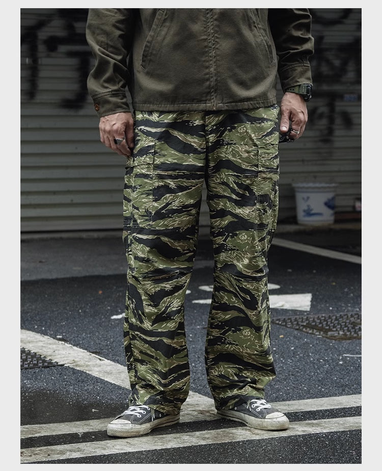 ◇60’sヴィンテージ復刻 9.5OZ コットンタイガーカモ ミリタリーパンツ◇S~2XL