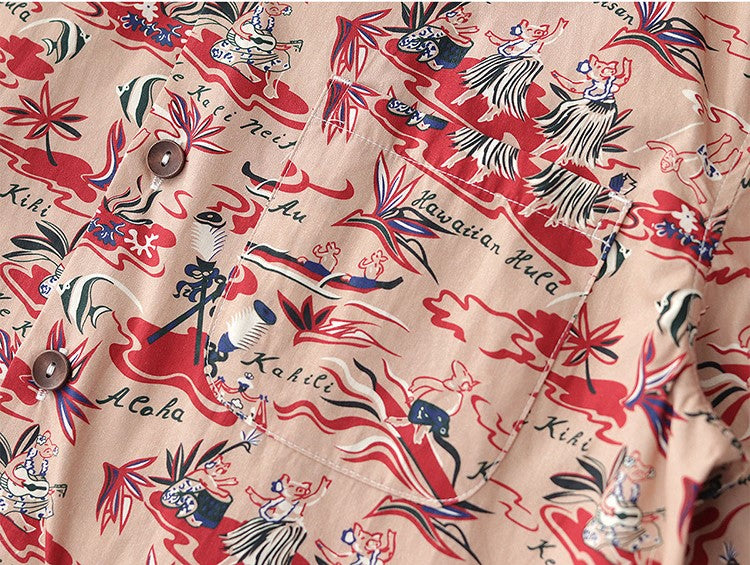 2色展開△ヴィンテージ復刻 ハワイアンプリント アロハシャツ▽S~2XL