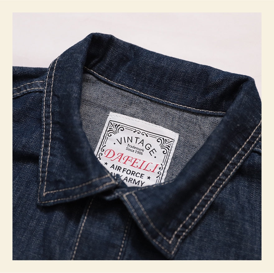 ★ヴィンテージ30s US ARMY M-35 復刻 9ozデニム ポケットワークシャツ★XS~2XL