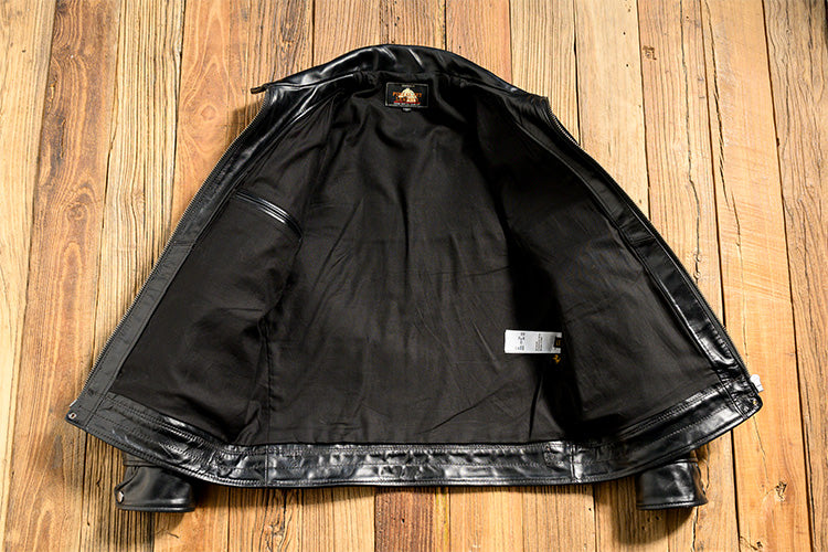 ▲ビンテージ復刻デザイン 茶芯ホースハイドレザー シングルライダース ジャケット▼M~2XL