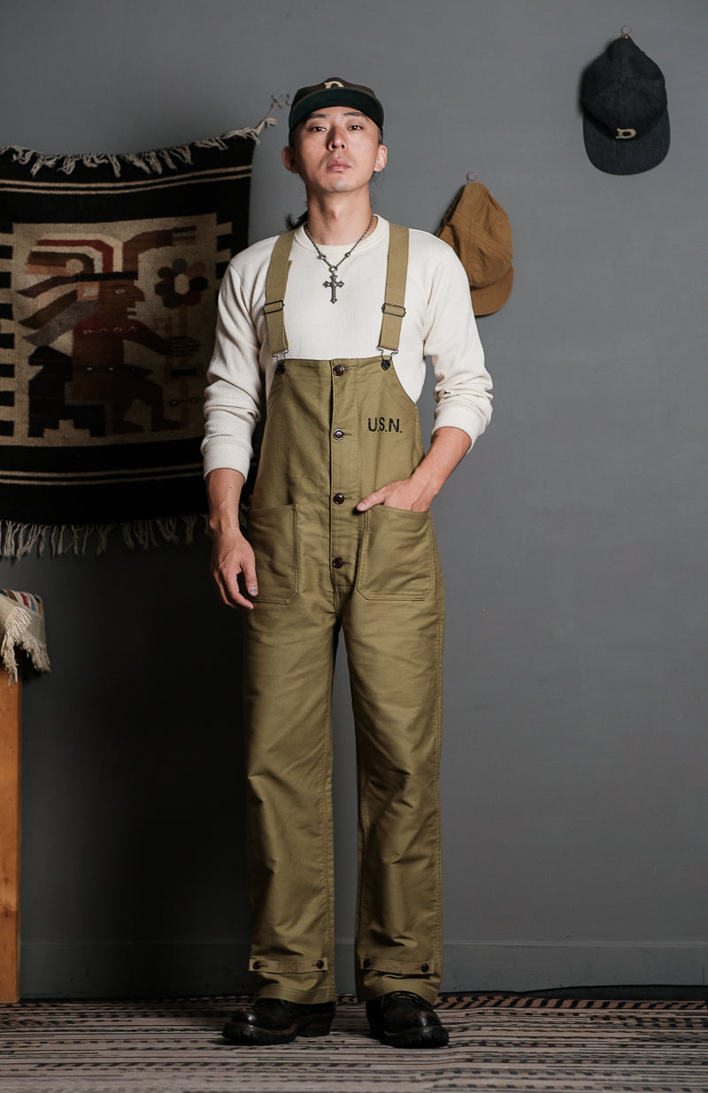 2色展開★40'sヴィンテージ復刻デザイン U.S.NAVY N-2 デッキレインオーバーオール★S~2XL