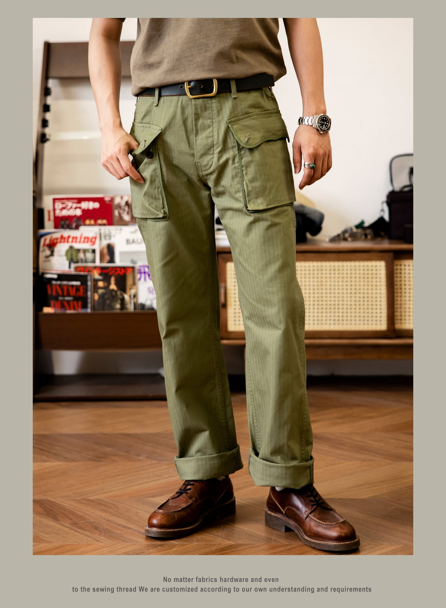 ◇ヴィンテージUSMC HBT P44タイプ コットンヘリンボーンミリタリーパンツ◇サイズ28~40