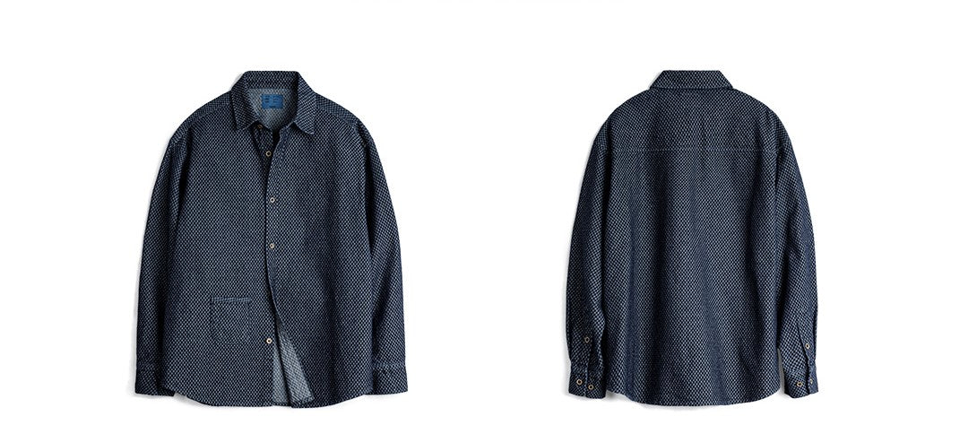 ★チェッカーボード柄 デニム シャツ★S~2XL