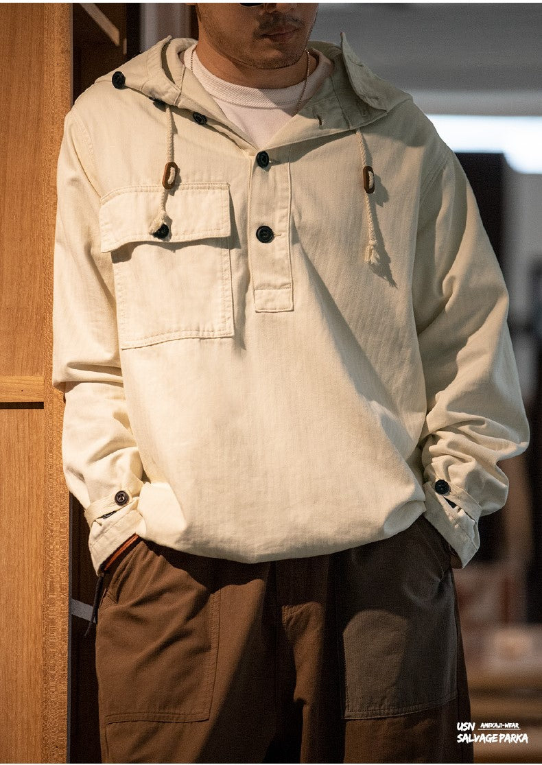△US NAVY 復刻 コットンヘリンボーンサルベージパーカー▽S~2XL