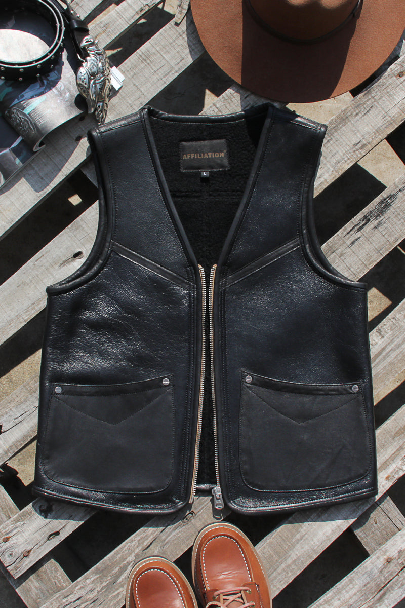 ★シープレザームートン フライトレザーベスト★ M~4XL