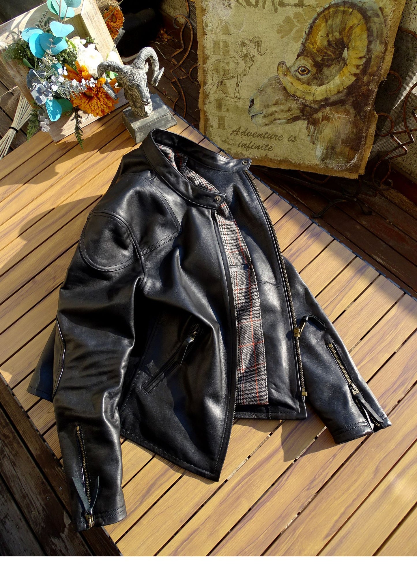 昨シーズン物売り切りセール★イタリア産カウレザー使用 シングルライダースジャケット ★S~5XL