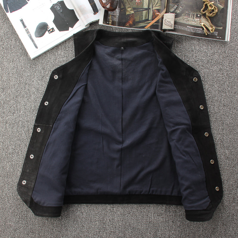 スウェード レザー ライダース ベスト M~4XL