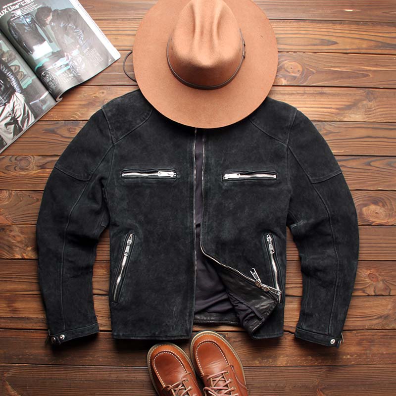 植物タンニン鞣しシープレザー シングルライダースジャケット M~4XL