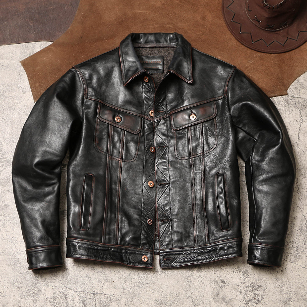 ★ストームライダー型 復刻モデル 茶芯カウレザージャケット★ M~4XL