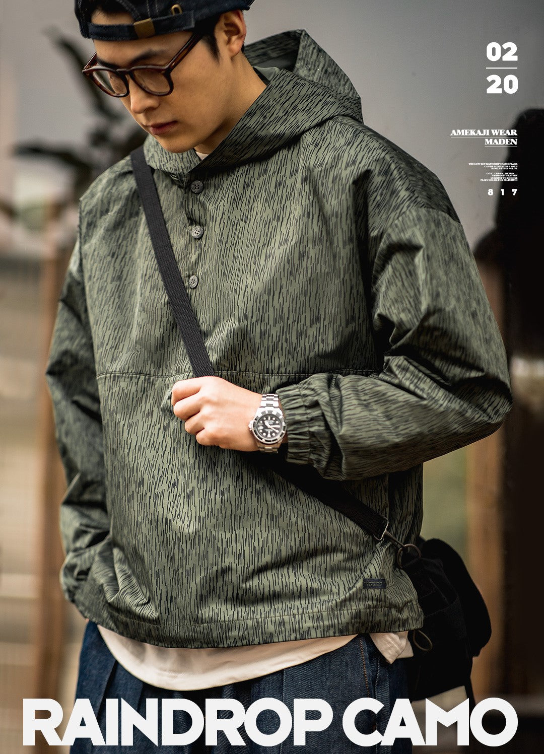△ヴィンテージ復刻 デザインレインドロップカモ アノラックジャケット▽S~2XL
