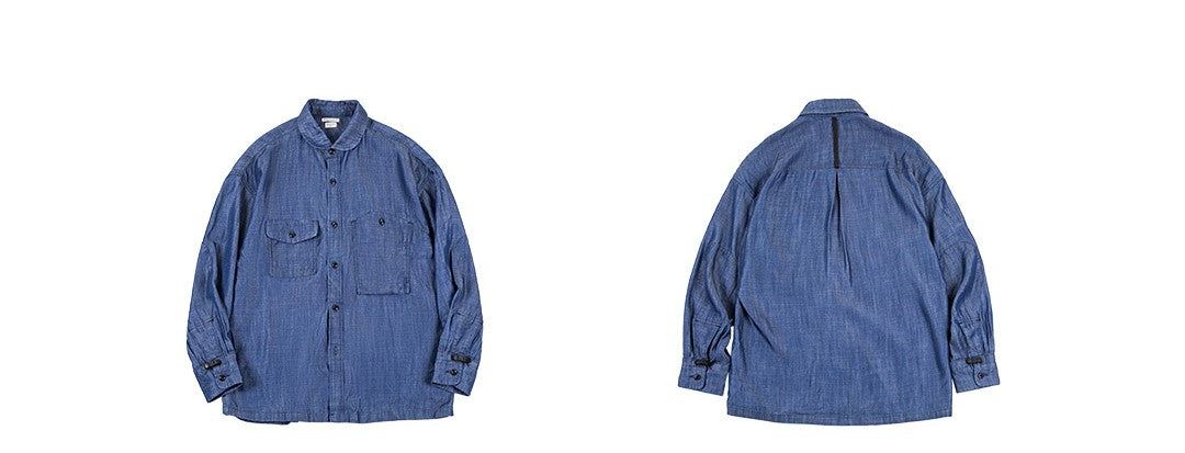 雰囲気抜群の生地使い★テンセル デニム 長袖 CPO シャツ★S~2XL
