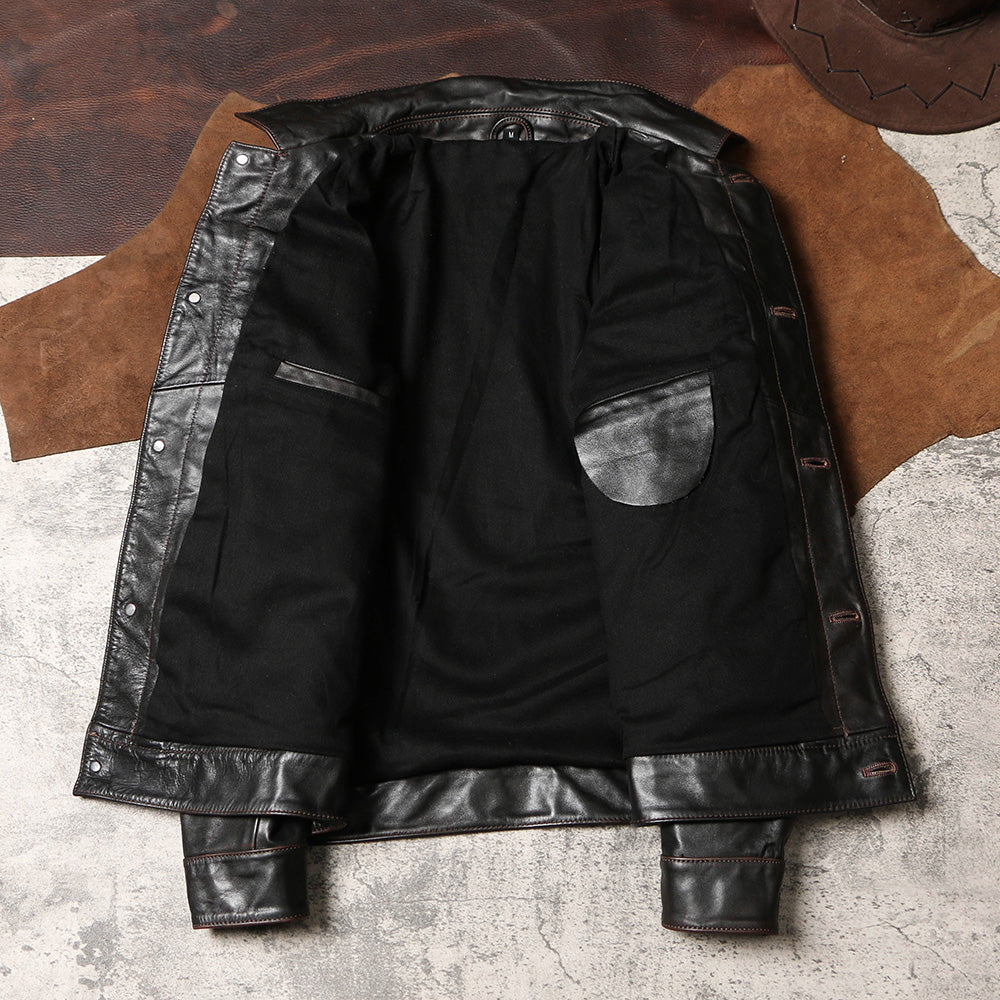 ★506復刻デザイン 茶芯カウレザージャケット★ M~4XL