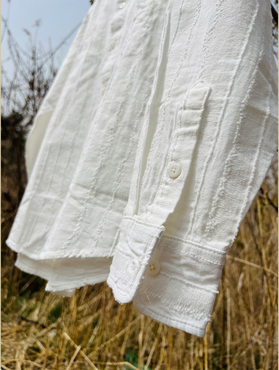 △絶妙なテクスチャーの白シャツ▽M~3XL