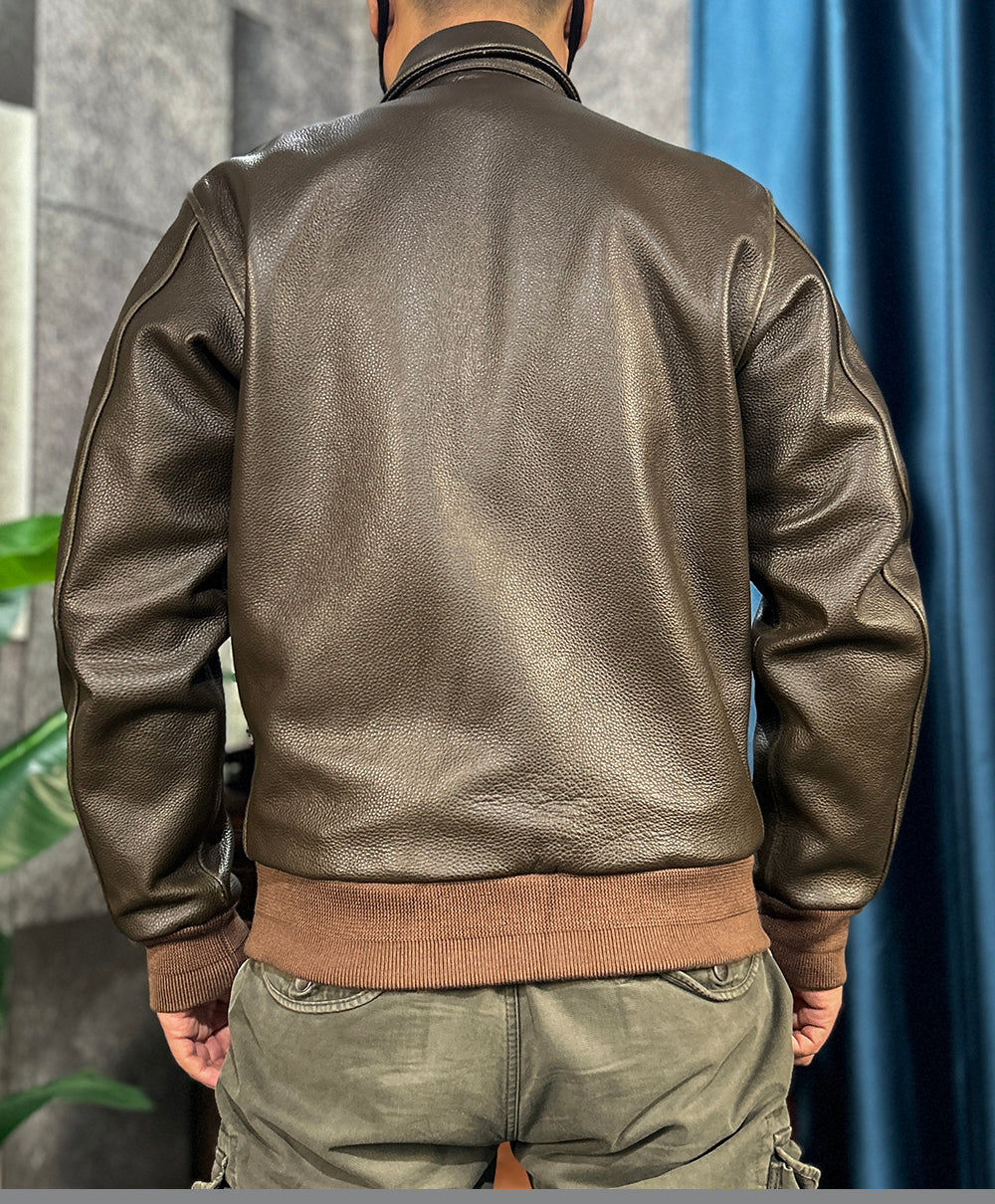 ◇絶妙なヴィンテージ加工◇茶芯カウレザー A-2 フライトジャケット◇M~5XL