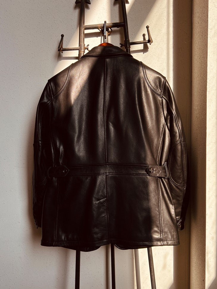 ニュージーランド産ワックスカーフレザー使用▲レザー サファリジャケット▼S~4XL