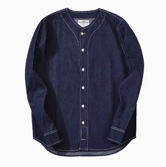 ヴィンテージ復刻スタイル△デニムベースボールシャツ▽S~XL ヴィンテージ復刻スタイル△デニムベースボールシャツ▽S~XL
