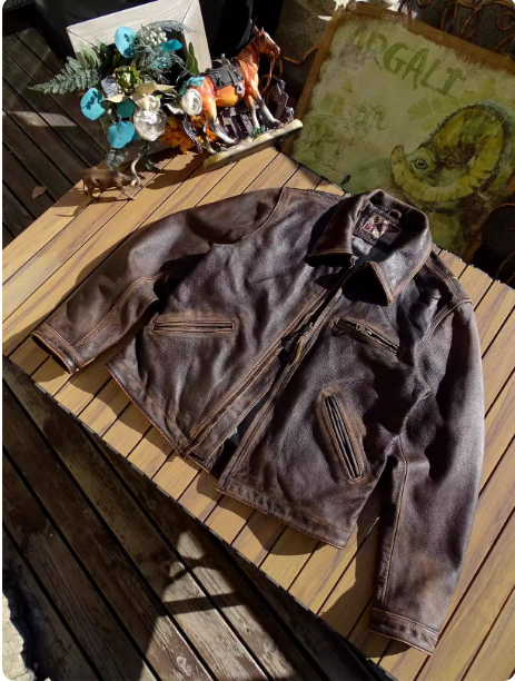 昨シーズン物売り切りSALEプライス◆1930's VINTAGE復刻デザイン茶芯 カウレザー スポーツジャケット◆S~5XL