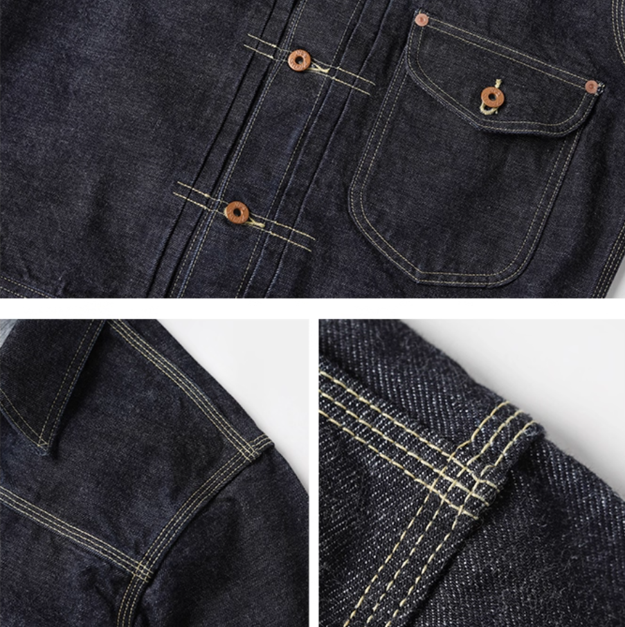 ▲1st型 506モディファイモデル/14.5OZ 三本針ステッチング セルビッチデニムジャケット▼サイズ36～46