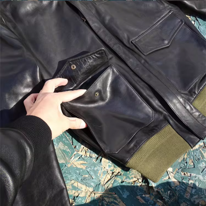 △ヴィンテージ復刻 植物タンニン鞣しカウレザーA-2ジャケット▽S～5XL