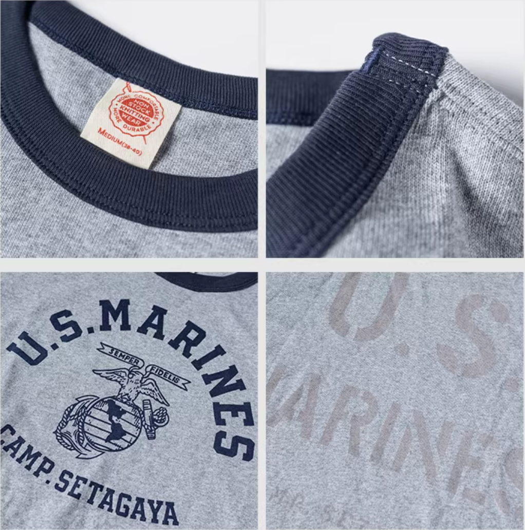 ２色展開◆色味、プリントの雰囲気もGOOD◆ヴィンテージ復刻 US MARINES プリント Ｔシャツ◆S～2XL