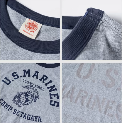 ２色展開◆色味、プリントの雰囲気もGOOD◆ヴィンテージ復刻 US MARINES プリント Ｔシャツ◆S～2XL